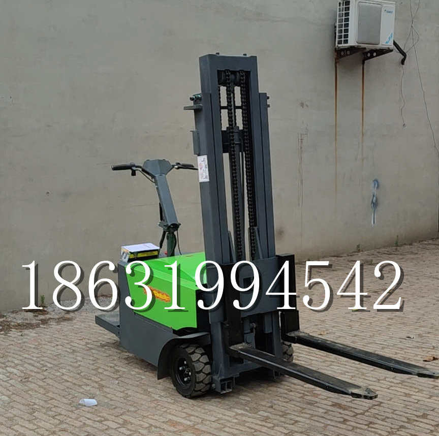 北票市优程全电动叉车插腿式堆高车液压装卸车1.5吨升高小型站驾式铲车